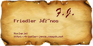 Friedler János névjegykártya